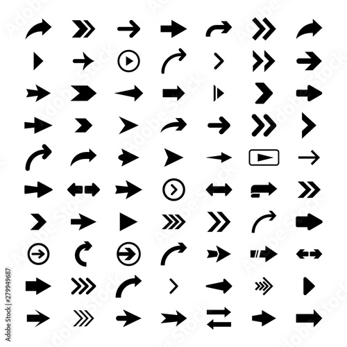 Arrows big set of black flat icons, symbols, signs. Arrow icon. Vector collection for web design, interface design, ui, apps, software and more.