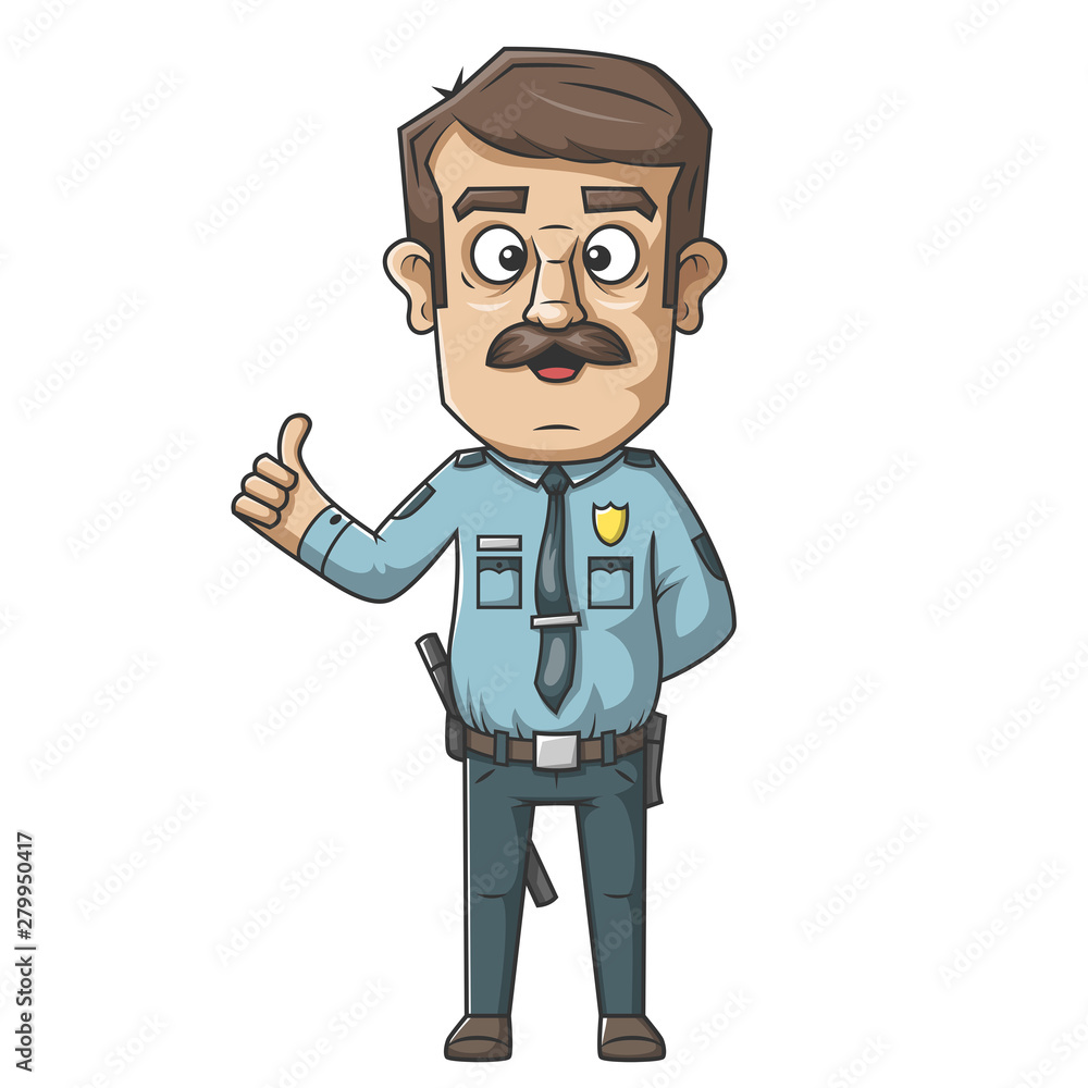 Cartoon police officer. Hand drawn vector illustration. Cartoon police officer. Hand drawn vector illustration.