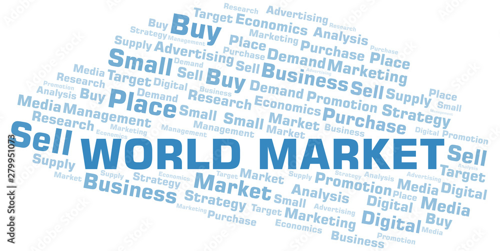 World Market word cloud. Vector made with text only. World Market word cloud. Vector made with text only.