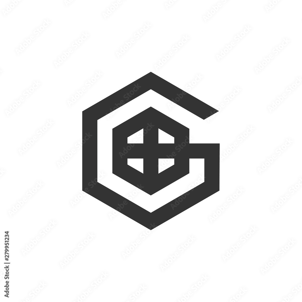 letter g plus hexagonal window home shape logo vector letter g plus hexagonal window home shape logo vector