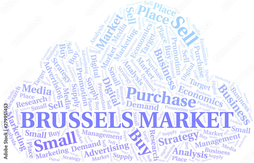 Obraz premium Brussels Market word cloud. Vector made with text only.
