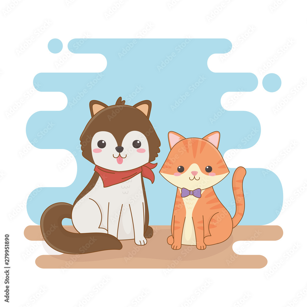 cute little dog and cat mascots characters cute little dog and cat mascots characters