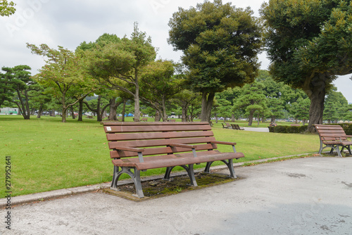 empty park bench in the garden