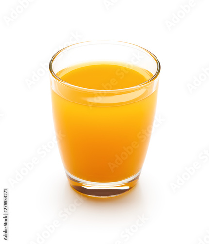 Tablou canvas Glass of fresh orange juice isolated on white background
