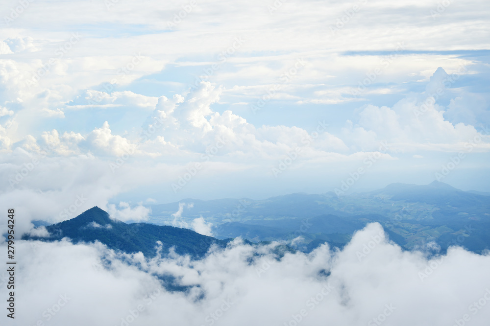 Fototapeta premium Landscape sea of fog at the mountains, Thailand