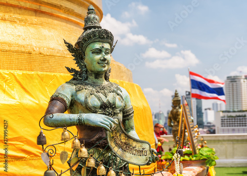 Beautiful view of Buddhist statue at Wat Saket temple  Bangkok