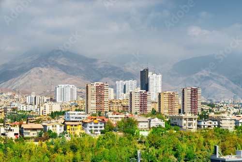 Beautiful view of Tehran, Iran. Colorful residential buildings