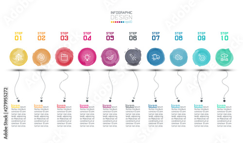 Modern watercolor label infographics on vector art.
