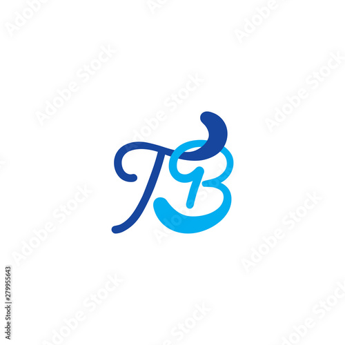 letter tb linked curves design logo vector