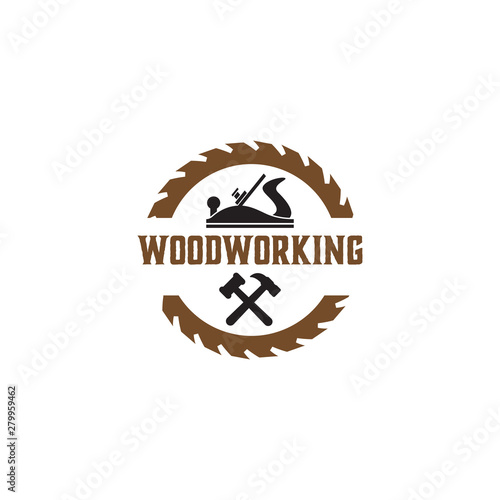 Woodworking sawmill logo design template vector element isolated