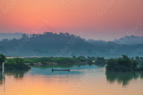 Beautiful sunrise on Mekong river, border of Thailand and Laos, NongKhai province,Thailand.