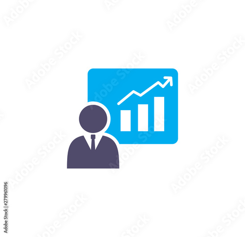 Business person icon on background for graphic and web design. Simple illustration. Internet concept symbol for website button or mobile app.