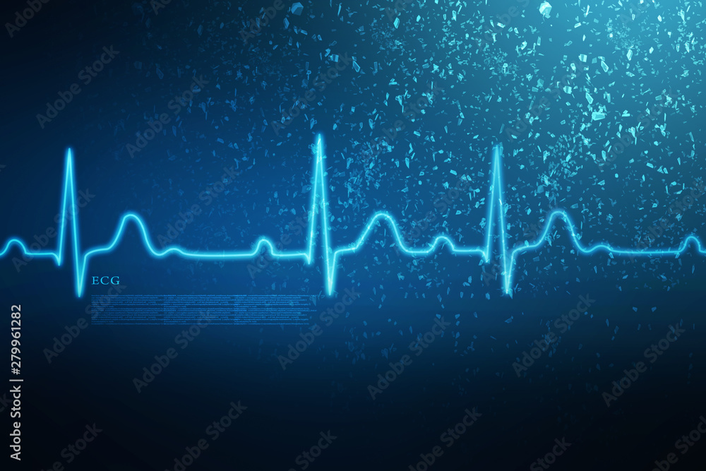 Heart with cardiogram -2D illustration