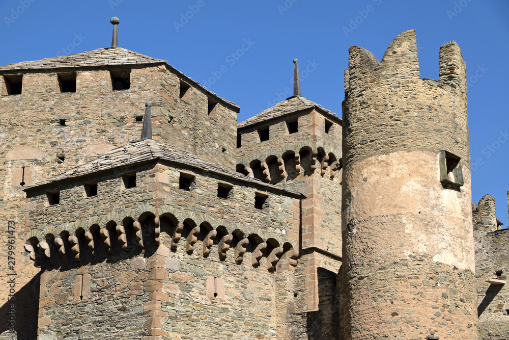 Aosta Valley Castles - Detail of the Fenis Castle - Italy