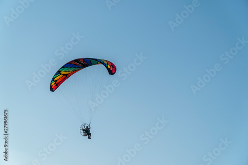 Paragliding at sunset with amazing view