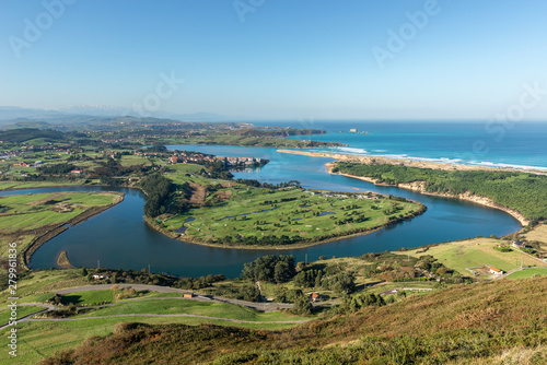 Vászonkép Mogro estuary form La Picota mountain, Cantabria, Spain