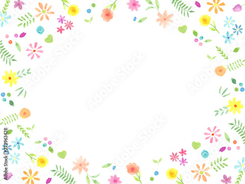 水彩の花と葉 メッセージカード