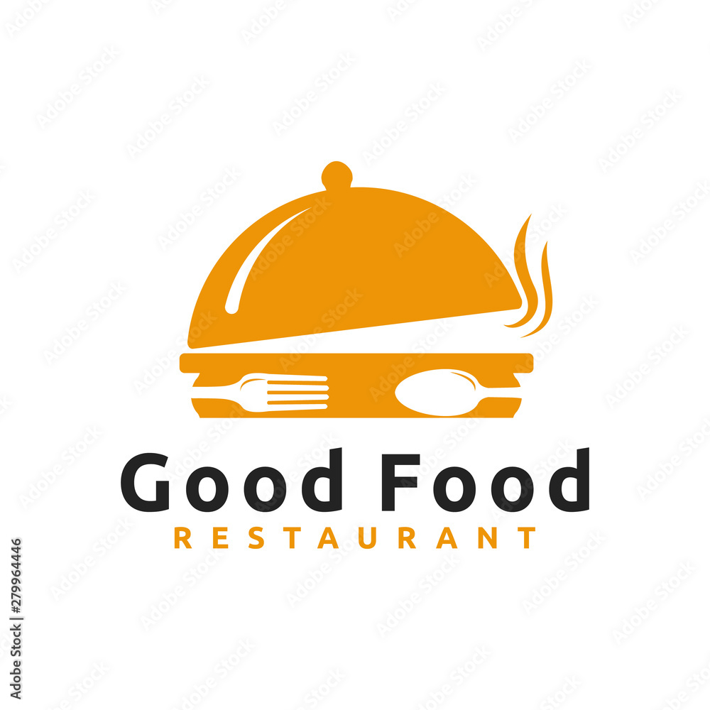 Fototapeta premium Restaurant logo with dish, spoon and fork combination