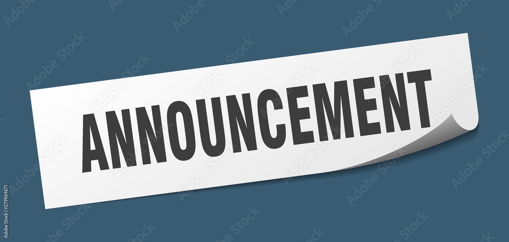 announcement sticker. announcement square isolated sign. announcement