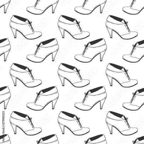 High heel shoes. Vector concept in doodle and sketch style. Hand drawn illustration for printing on T-shirts, postcards.
