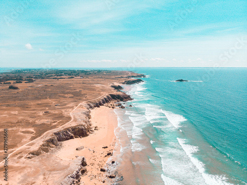 Tableau sur toile Aerial view of the French beach of La guérite in summer.