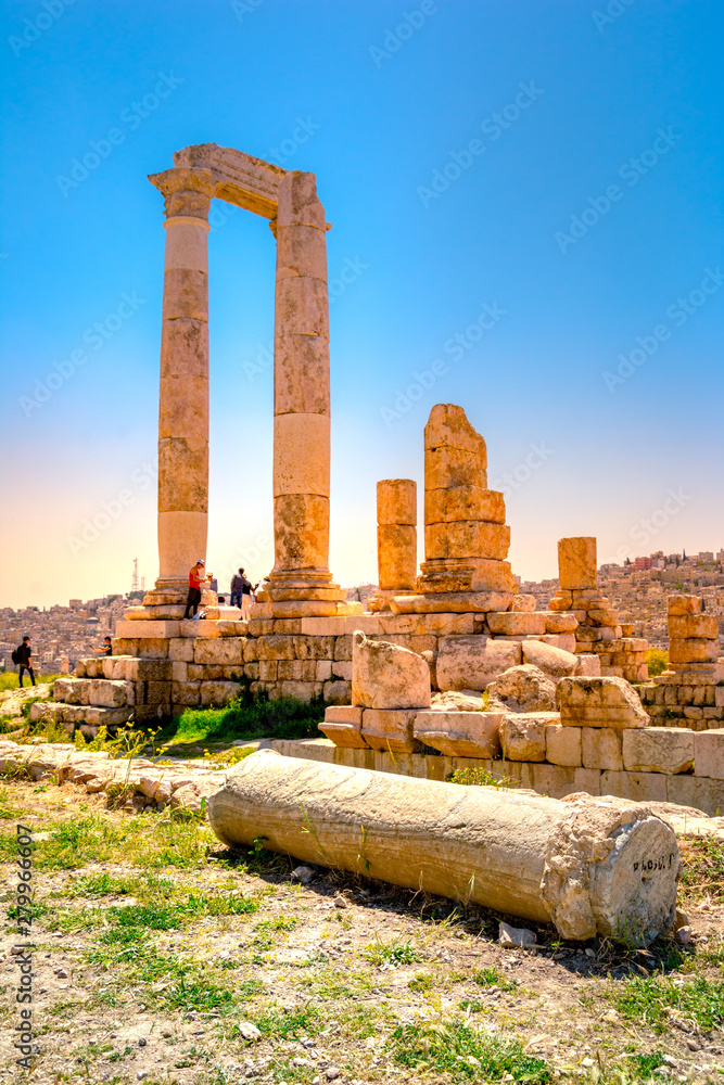 Temple of Hercules at Amman Citadel in Amman, Jordan. 