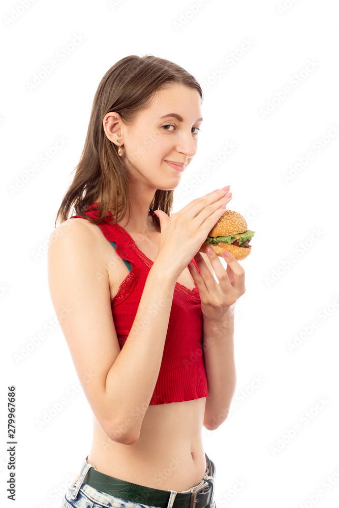 girl with cheeseburger