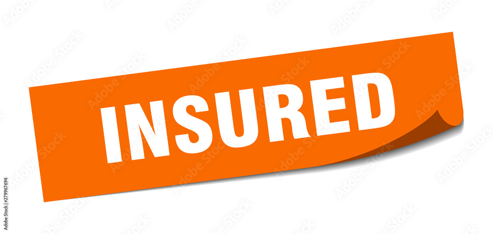 insured sticker. insured square isolated sign. insured insured sticker. insured square isolated sign. insured