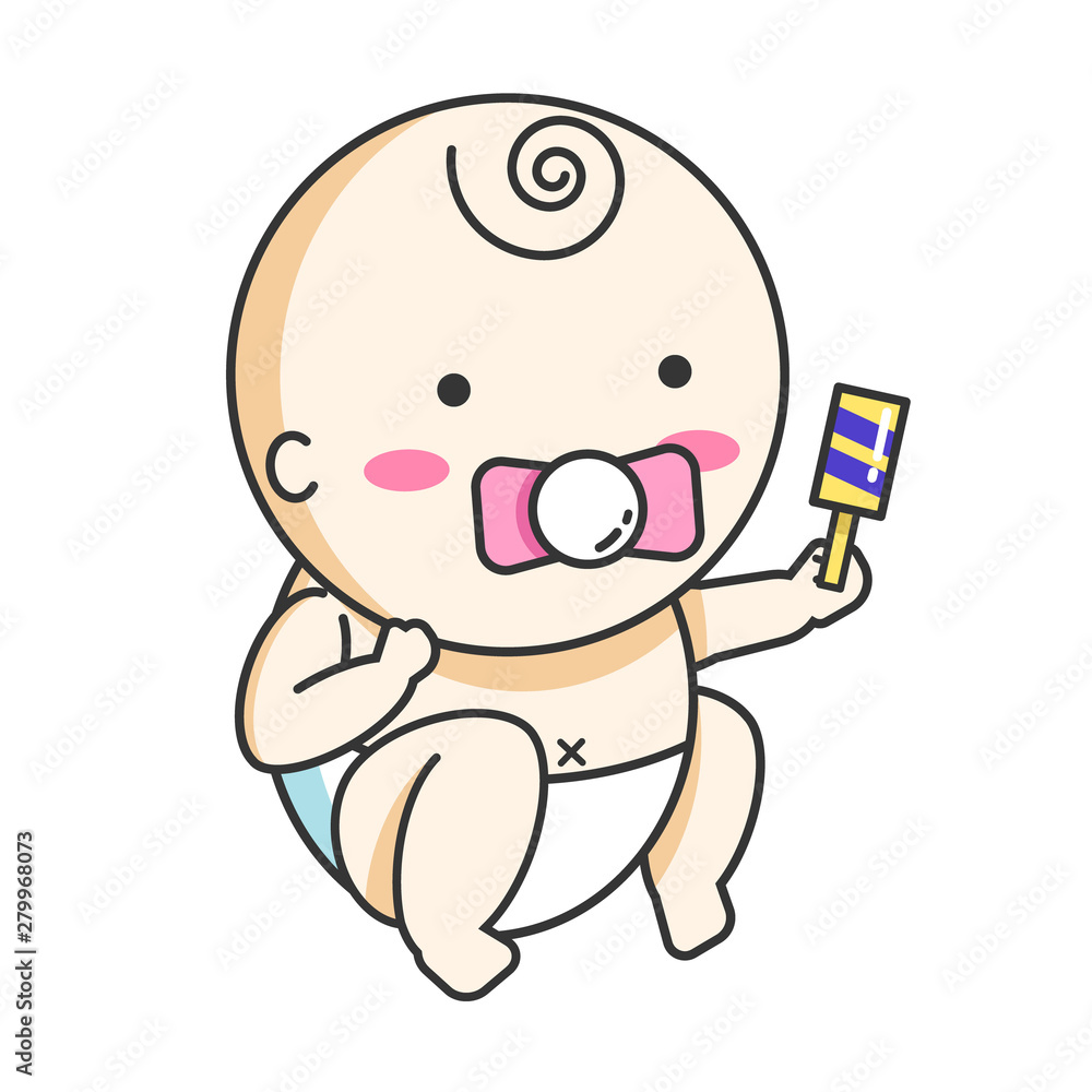 Cute baby who is carrying a toy vector art work Cute baby who is carrying a toy vector art work