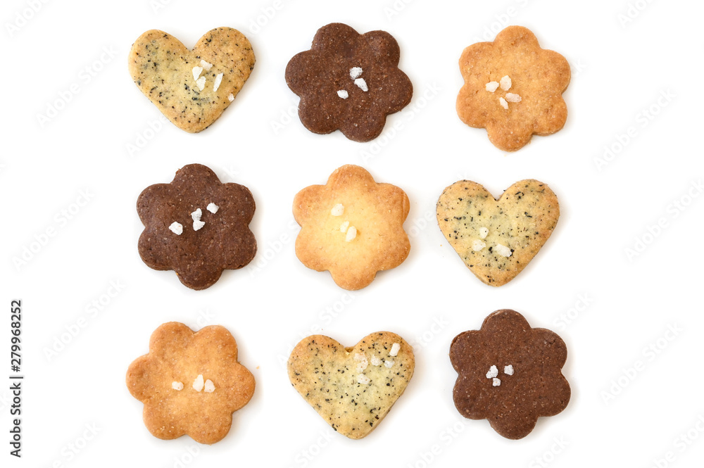Homemade small cookies on white background - isolated Homemade small cookies on white background - isolated