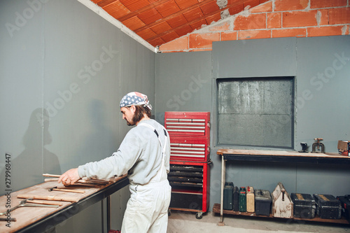 Rebuilding a garage in  a retro vintage style. photo