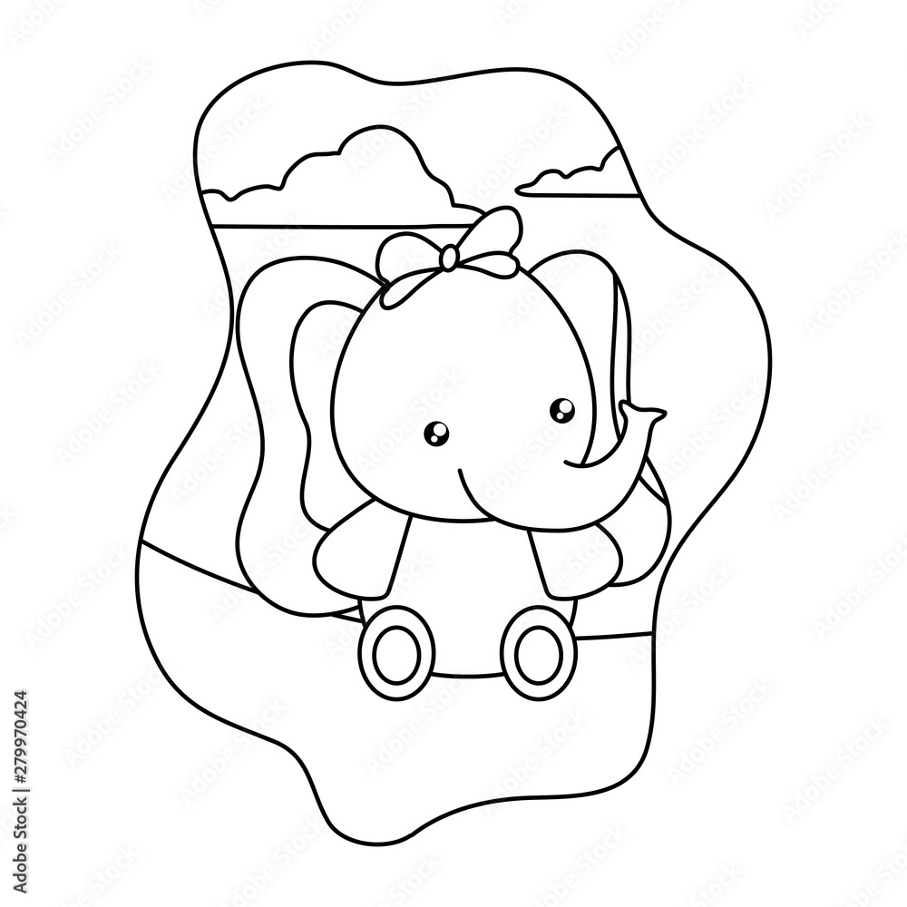 cute little elephant baby in landscape cute little elephant baby in landscape