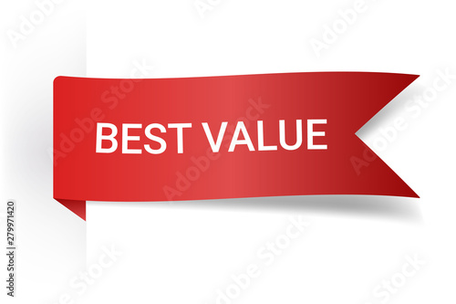 Best Value Realistic Detailed Curved Paper Banner. Ribbons With Space For Text. Isolated On White Background. Vector Illustration. Design Elements.