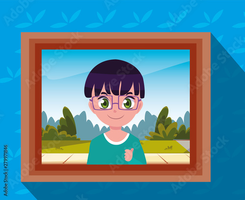 photography with boy on the wall