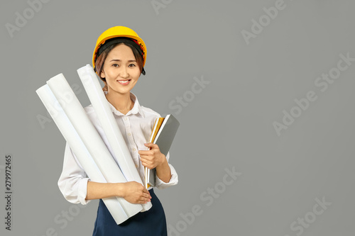 Female Asian engineer on gr...