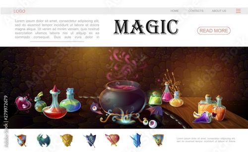 Cartoon Game Magic Elements Website Template