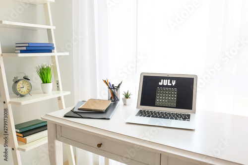 Calendar on screen of lapto...