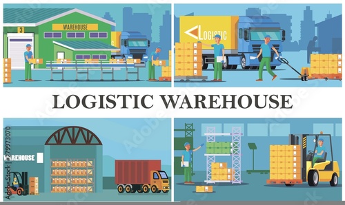 Flat Warehouse Logistics Composition