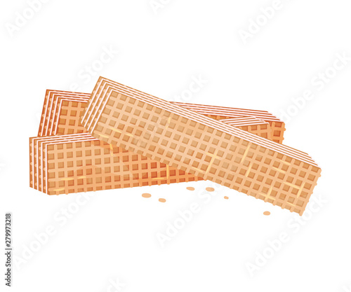Multilayer rectangular waffles. Vector illustration on white background.