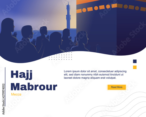 Hajj Mabrour Landing Page UI Template Flat Illustration