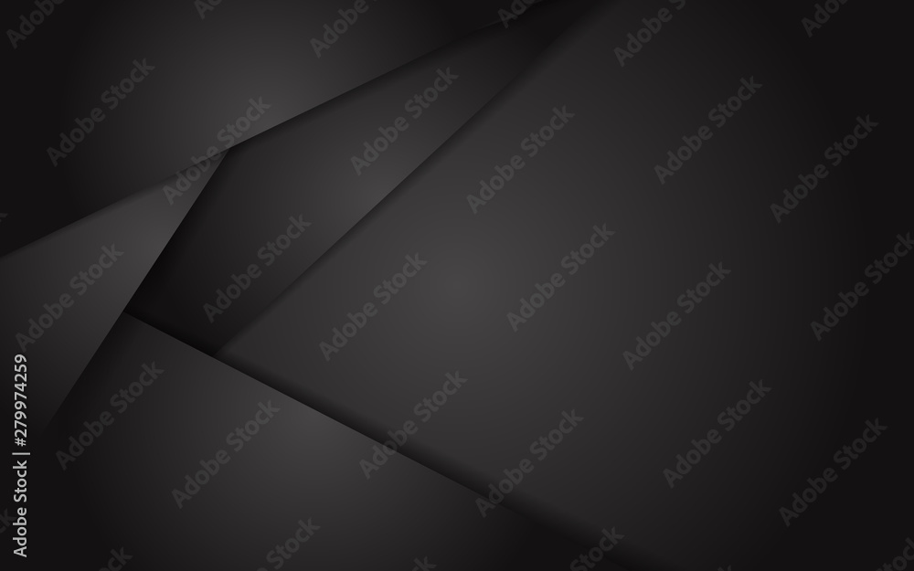 Abstract black paper glossy shape overlap texture. Elegant and modern layout concept for use element cover, banner, poster, presentation, business, advertising, corporate. Layer on space for text Abstract black paper glossy shape overlap texture. Elegant and modern layout concept for use element cover, banner, poster, presentation, business, advertising, corporate. Layer on space for text