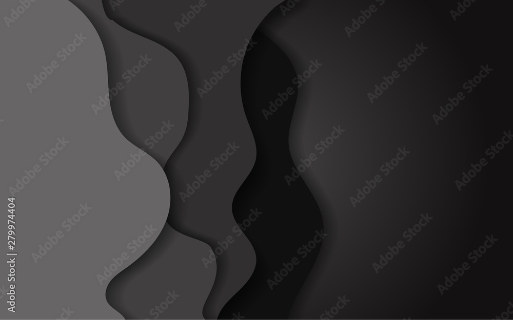Abstract black paper glossy shape overlap texture. Elegant and modern layout concept for use element cover, banner, poster, presentation, business, advertising, corporate. Layer on space for text Abstract black paper glossy shape overlap texture. Elegant and modern layout concept for use element cover, banner, poster, presentation, business, advertising, corporate. Layer on space for text