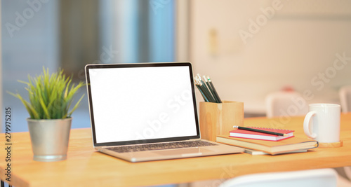 Stylish workspace with laptop computer © bongkarn