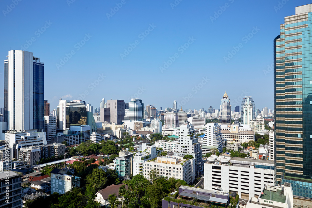 Naklejka premium Nowoczesna zabudowa miejskich drapaczy chmur