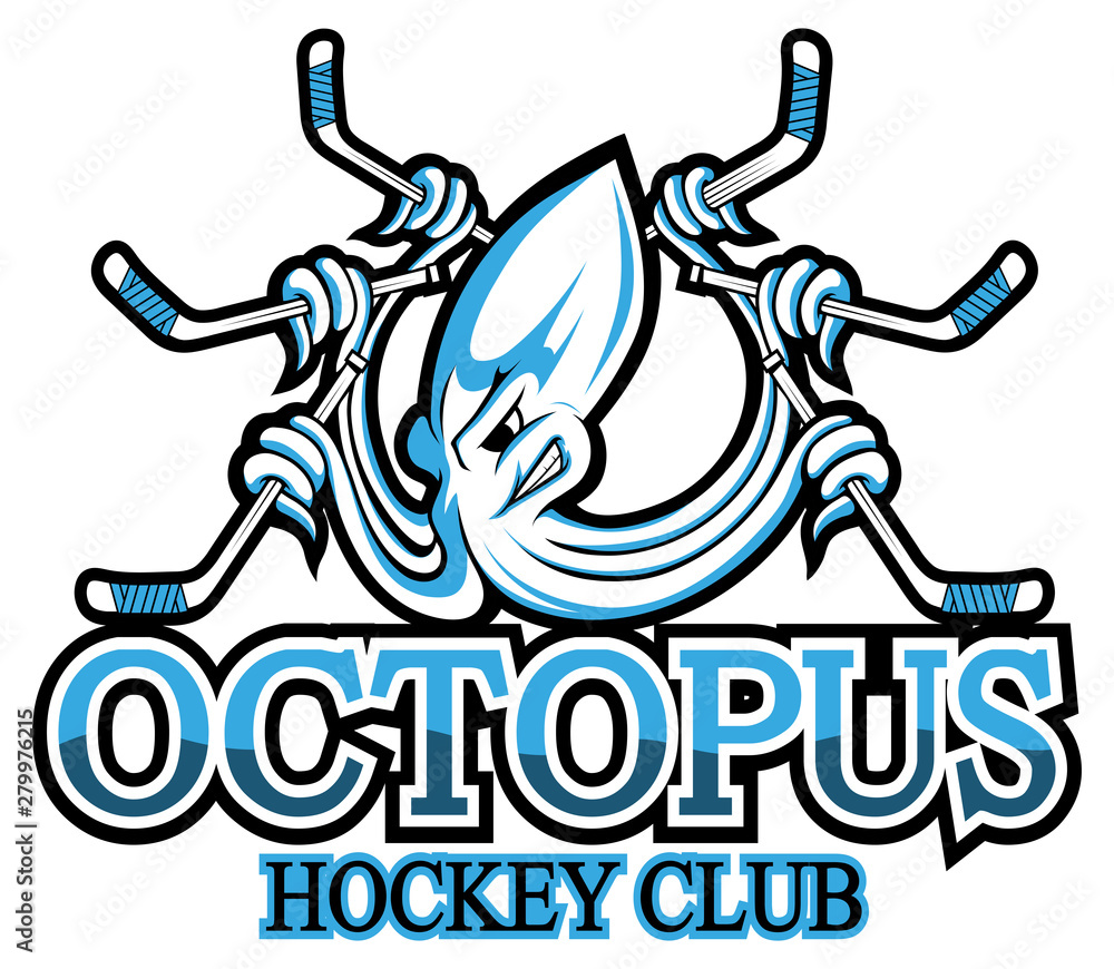 Octopus logo , kraken, devilfish, poulpe, squid. Hockey club. Octopus mascot. Sport team Image