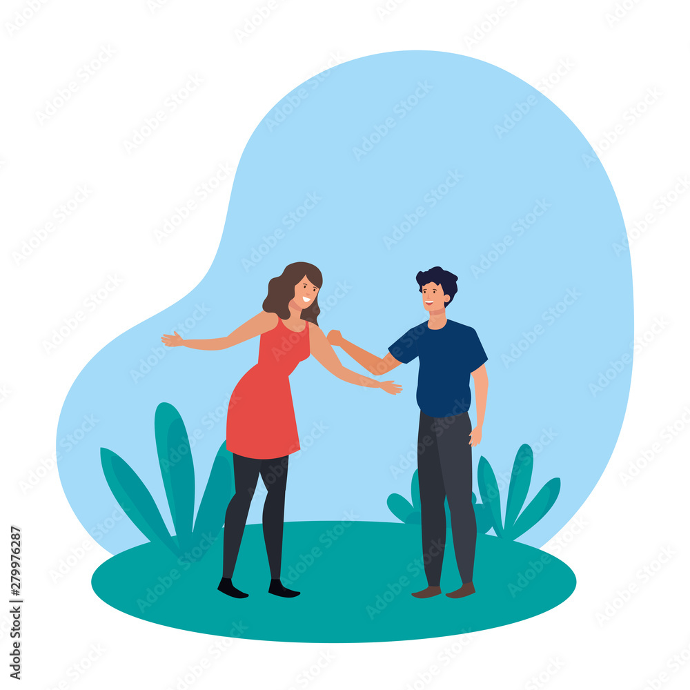 young lovers couple in the landscape young lovers couple in the landscape
