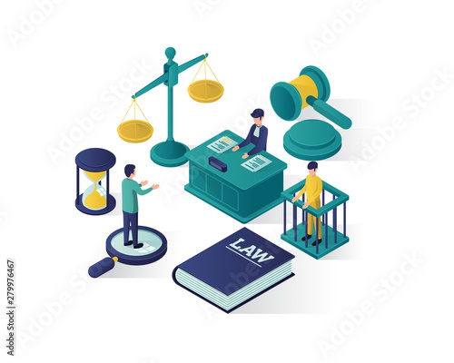 justice and law isometric illustration , law firm isometric illustration,  online law judgement isometric illustration for website landing page,banner,infographic,presentation illustration vector