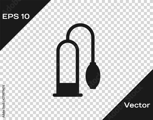 Grey Penis pump icon isolated on transparent background. Penis e