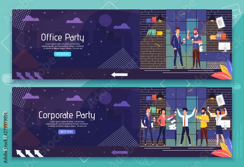 Office Party and Celebration Event Ad Banner Set