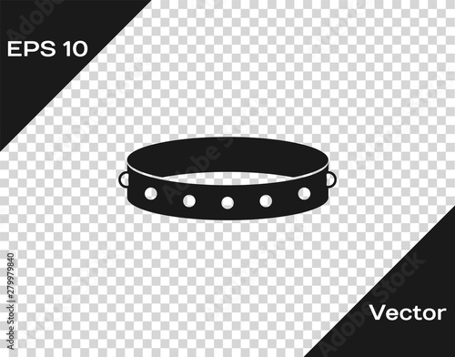Grey Leather fetish collar with metal spikes on surface icon iso